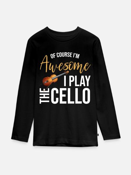 Cello Violoncello - Teenager Premium Bio Langarmshirt - Schwarz