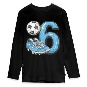 Football 6 ans - T-shirt manches longues Premium Ado - noir - Devant - AI Model Kid Female (0cm)