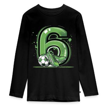 Football 6 years old - Teenager Premium Organic Long Sleeve Shirt - black - Front - AI Model Kid Female (0cm)