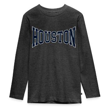 Houston - Teenager Premium Bio Langarmshirt - Anthrazit meliert - Vorne - AI Model Kid Female (0cm)