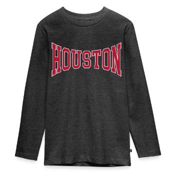 Houston - Teenager Premium Bio Langarmshirt - Anthrazit meliert - Vorne - AI Model Kid Female (0cm)