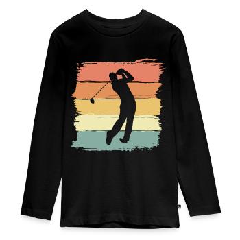 Golf Retro Vintage - Teenager Premium Bio Langarmshirt - Schwarz - Vorne - AI Model Kid Female (0cm)