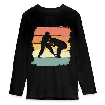 Judo vintage retro Judo Legend - Teenager Premium Organic Long Sleeve Shirt - black - Front - AI Model Kid Female (0cm)