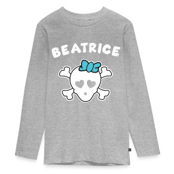 Piratin Beatrice Design für Mädchen und Frauen - Teenager Premium Bio Langarmshirt - Grau meliert - Vorne