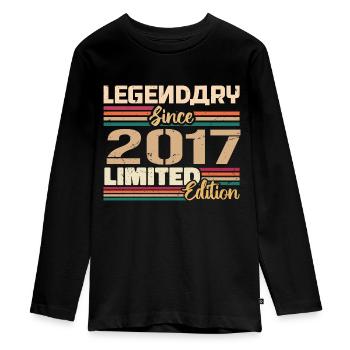 Millésime 2017 Anniversaire 2017 Né en 2017 - T-shirt manches longues Premium Ado - noir - Devant - AI Model Kid Female (0cm)