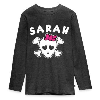 Pirate Sarah Design pour les filles et les femmes - T-shirt manches longues Premium Ado - anthracite chiné - Devant - AI Model Kid Female (0cm)