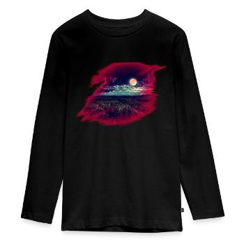 Mond - Teenager Premium Bio Langarmshirt - Schwarz - Vorne - AI Model Kid Female (0cm)