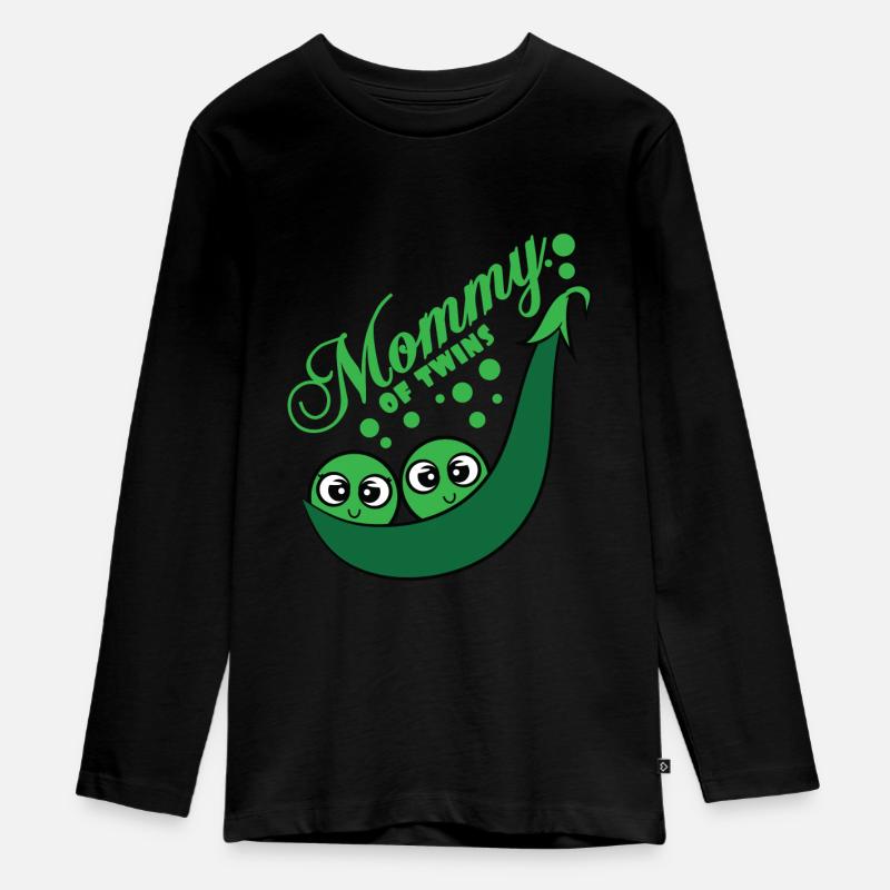 Twins Bébé Bébé Enceinte Parents Twins - T-shirt manches longues Premium Ado - noir