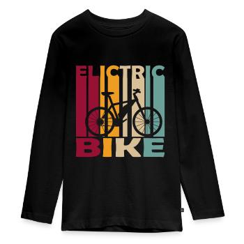 Elektrofahrrad E-Bike Fahrrad Retro für Rentner - Teenager Premium Bio Langarmshirt - Schwarz - Vorne - AI Model Kid Female (0cm)
