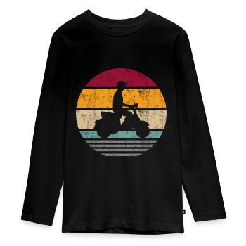 Scooter electric scooter scooter driver retro - Teenager Premium Organic Long Sleeve Shirt - black - Front - AI Model Kid Female (0cm)
