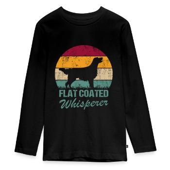 Flat Coated Retriever Chuchoteur - T-shirt manches longues Premium Ado - noir - Devant - AI Model Kid Female (0cm)