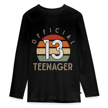 Rétro fille garçon 13 ans adolescent - T-shirt manches longues Premium Ado - noir - Devant - AI Model Kid Female (0cm)