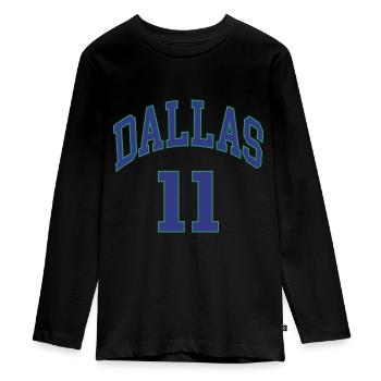 Dallas 11 - Teenager Premium Bio Langarmshirt - Schwarz - Vorne - AI Model Kid Female (0cm)