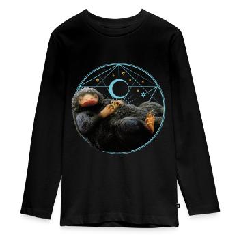 Fantastic Beasts Niffler with Gold Coins - Teenager Premium Organic Long Sleeve Shirt - black - Front - AI Model Kid Female (0cm)