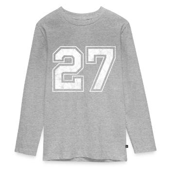 Numéro 27 - T-shirt manches longues Premium Ado - gris chiné - Devant