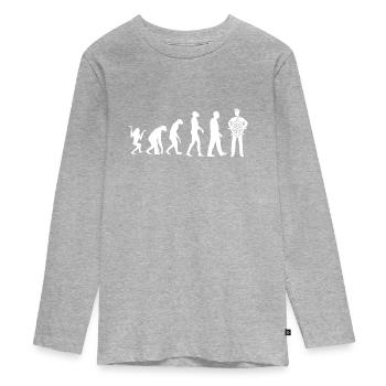 Evolution Affe Steinzeit Kapitän Ozean Geschenk - Teenager Premium Bio Langarmshirt - Grau meliert - Vorne