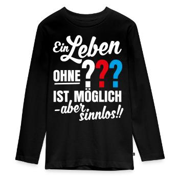 Die Drei ??? Leben ohne ist sinnlos Text - Teenager Premium Bio Langarmshirt - Schwarz - Vorne - AI Model Kid Female (0cm)