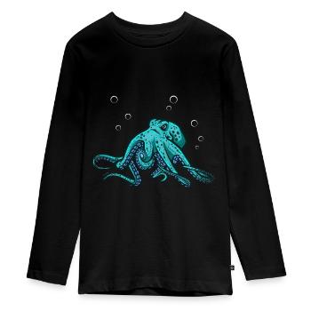 Oktopus Krake Meerestier - Teenager Premium Bio Langarmshirt - Schwarz - Vorne - AI Model Kid Female (0cm)