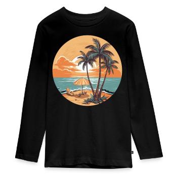 Travel - Teenager Premium Bio Langarmshirt - Schwarz - Vorne - AI Model Kid Female (0cm)