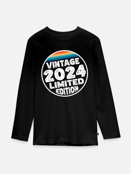 Vintage 2024 Babies Baby Shower Kids Shower - Teenager Premium Organic Long Sleeve Shirt - black