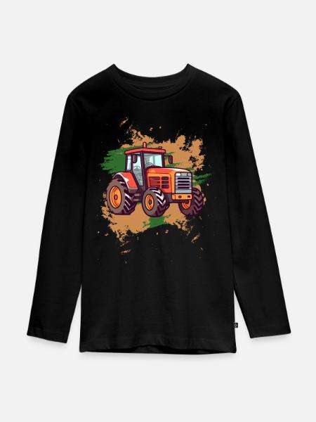 Traktor - Teenager Premium Bio Langarmshirt - Schwarz