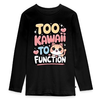 Too Kawaii to Function – Süßes Katzen Design - Teenager Premium Bio Langarmshirt - Schwarz - Vorne - AI Model Kid Female (0cm)