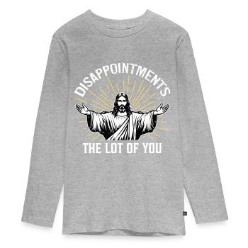 Enttäuschungen Die Menge von euch - Teenager Premium Bio Langarmshirt - Grau meliert - Vorne