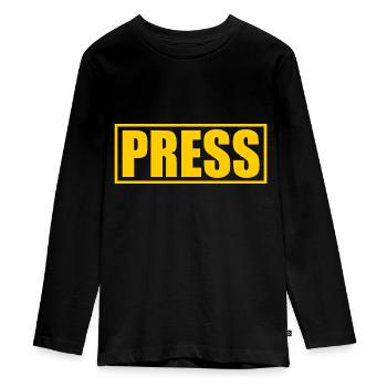 Presse presse - T-shirt manches longues Premium Ado - noir - Devant - AI Model Kid Female (0cm)