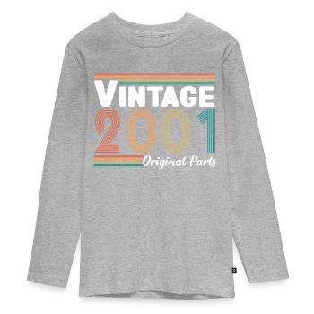 Vintage 2001 Anniversaire Cadeau Rétro - T-shirt manches longues Premium Ado - gris chiné - Devant