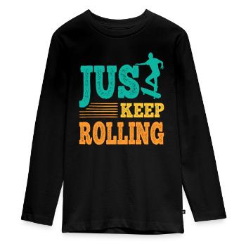Skater Just Keep Rolling - Vintage Skateboarder - Teenager Premium Organic Long Sleeve Shirt - black - Front - AI Model Kid Female (0cm)