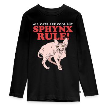Sphynx Katzen Katzenbesitzer Geschenk - Teenager Premium Bio Langarmshirt - Schwarz - Vorne - AI Model Kid Female (0cm)
