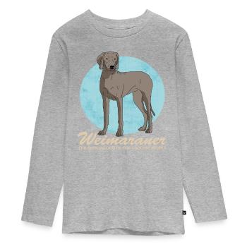 Weimaraner Hunde Hundebesitzer Geschenk - Teenager Premium Bio Langarmshirt - Grau meliert - Vorne