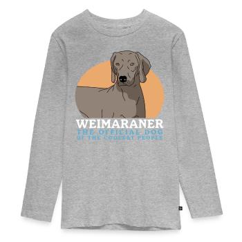 Weimaraner Hundebesitzer Hunde Geschenk - Teenager Premium Bio Langarmshirt - Grau meliert - Vorne