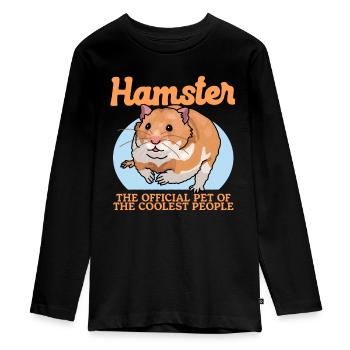 Hamster Dwarf Hamster | Golden Hamster Gift - Teenager Premium Organic Long Sleeve Shirt - black - Front - AI Model Kid Female (0cm)