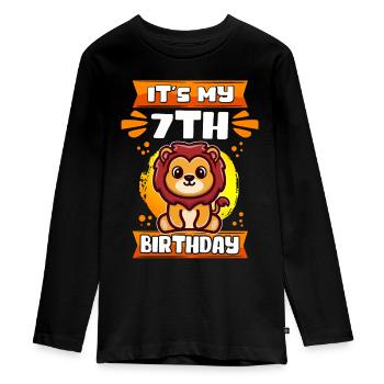 7e anniversaire | 7 ans cadeau idée cadeau cadeau - T-shirt manches longues Premium Ado - noir - Devant - AI Model Kid Female (0cm)