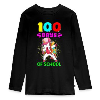 100 jours d’école Cadeau étudiant pour les enfants de l’école - T-shirt manches longues Premium Ado - noir - Devant - AI Model Kid Female (0cm)