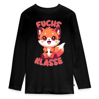 Süßes Fuchsklasse Grundschule Klassentier - Teenager Premium Bio Langarmshirt - Schwarz - Vorne - AI Model Kid Female (0cm)