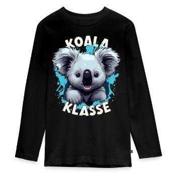 Cartoon Koalaklasse Grundschule Klassentier - Teenager Premium Bio Langarmshirt - Schwarz - Vorne - AI Model Kid Female (0cm)
