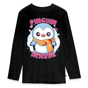 Süßes Pinguinklasse Grundschule Klassentier - Teenager Premium Bio Langarmshirt - Schwarz - Vorne - AI Model Kid Female (0cm)