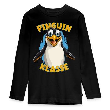 Cartoon Pinguinklasse Grundschule Klassentier - Teenager Premium Bio Langarmshirt - Schwarz - Vorne - AI Model Kid Female (0cm)