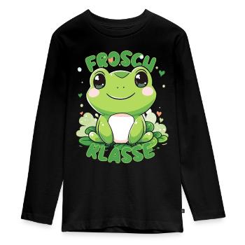 Süßes Froschklasse Grundschule Klassentier - Teenager Premium Bio Langarmshirt - Schwarz - Vorne - AI Model Kid Female (0cm)