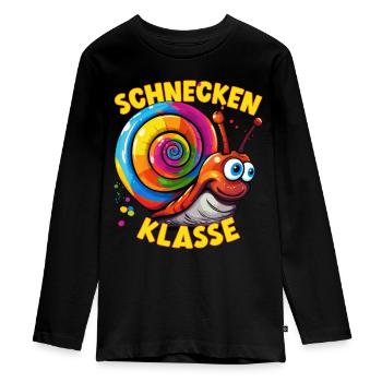 Cartoon Schneckenklasse Grundschule Klassentier - Teenager Premium Bio Langarmshirt - Schwarz - Vorne - AI Model Kid Female (0cm)
