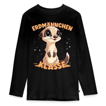 Cartoon Erdmännchenklasse Grundschule Klassentier - Teenager Premium Bio Langarmshirt - Schwarz - Vorne - AI Model Kid Female (0cm)