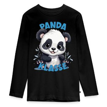 Cartoon Pandaklasse Grundschule Klassentier - Teenager Premium Bio Langarmshirt - Schwarz - Vorne - AI Model Kid Female (0cm)