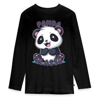 Süßes Pandaklasse Grundschule Klassentier - Teenager Premium Bio Langarmshirt - Schwarz - Vorne - AI Model Kid Female (0cm)