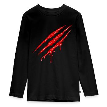 Marques de rayures - T-shirt manches longues Premium Ado - noir - Devant - AI Model Kid Female (0cm)