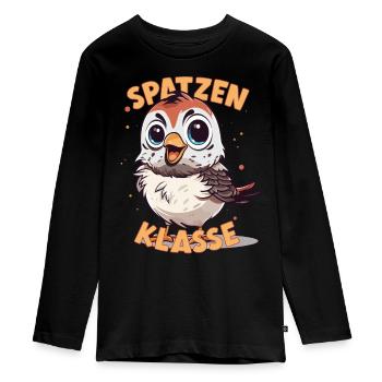 Cartoon Spatzenklasse Grundschule Klassentier - Teenager Premium Bio Langarmshirt - Schwarz - Vorne - AI Model Kid Female (0cm)