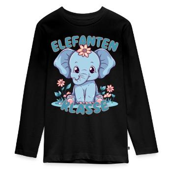 Süßes Elefantenklasse Grundschule Klassentier - Teenager Premium Bio Langarmshirt - Schwarz - Vorne - AI Model Kid Female (0cm)