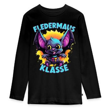 Cartoon Fledermausklasse Grundschule Klassentier - Teenager Premium Bio Langarmshirt - Schwarz - Vorne - AI Model Kid Female (0cm)