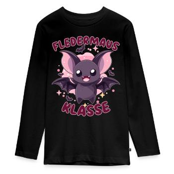 Süßes Fledermausklasse Grundschule Klassentier - Teenager Premium Bio Langarmshirt - Schwarz - Vorne - AI Model Kid Female (0cm)